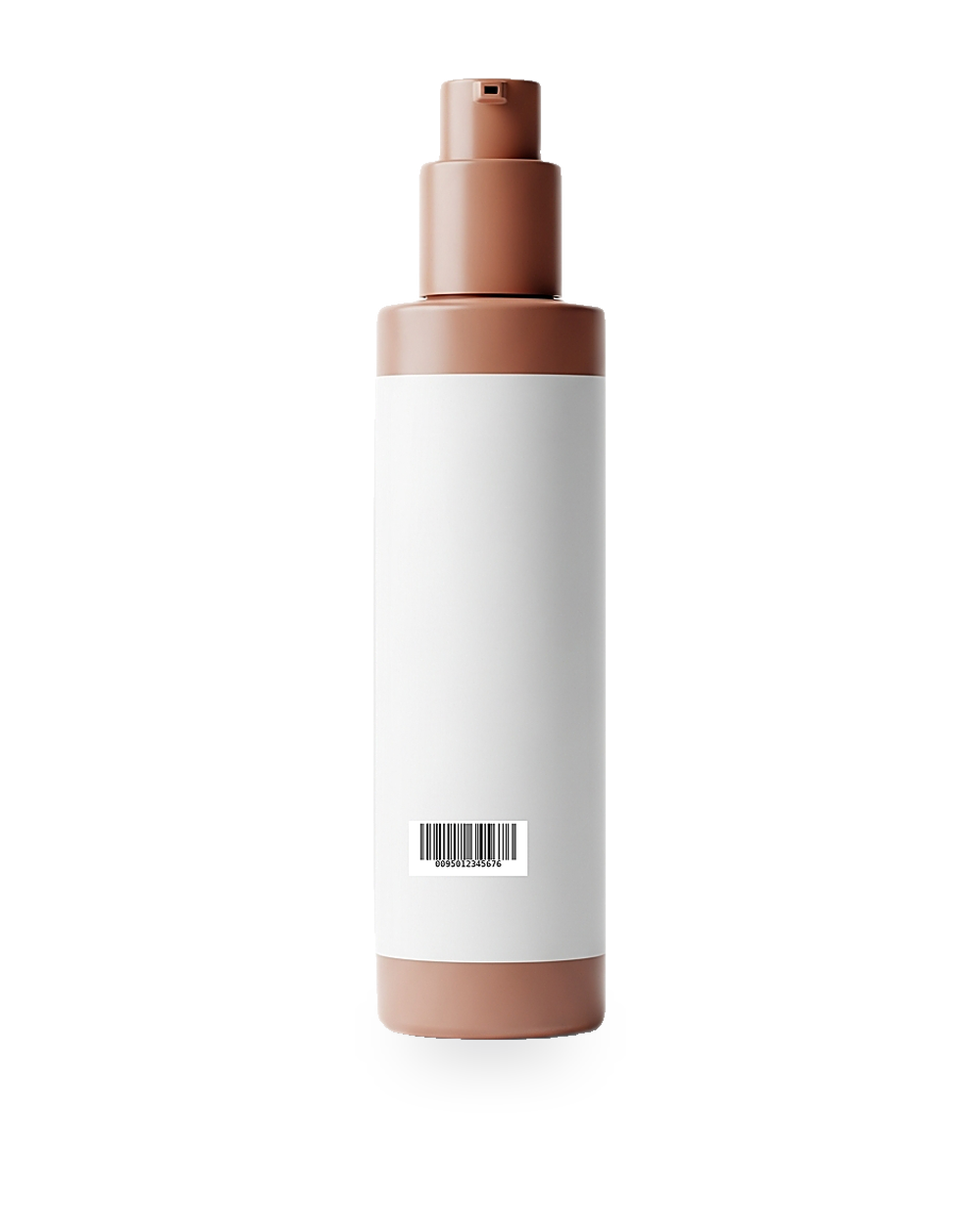 Una botella de cosméticos con una etiqueta de código de barras EAN-13 serializado